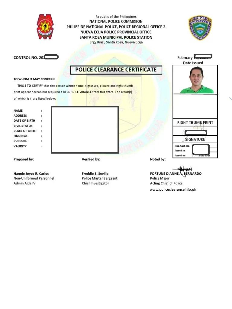 Police Clearance Certificate Sample 2